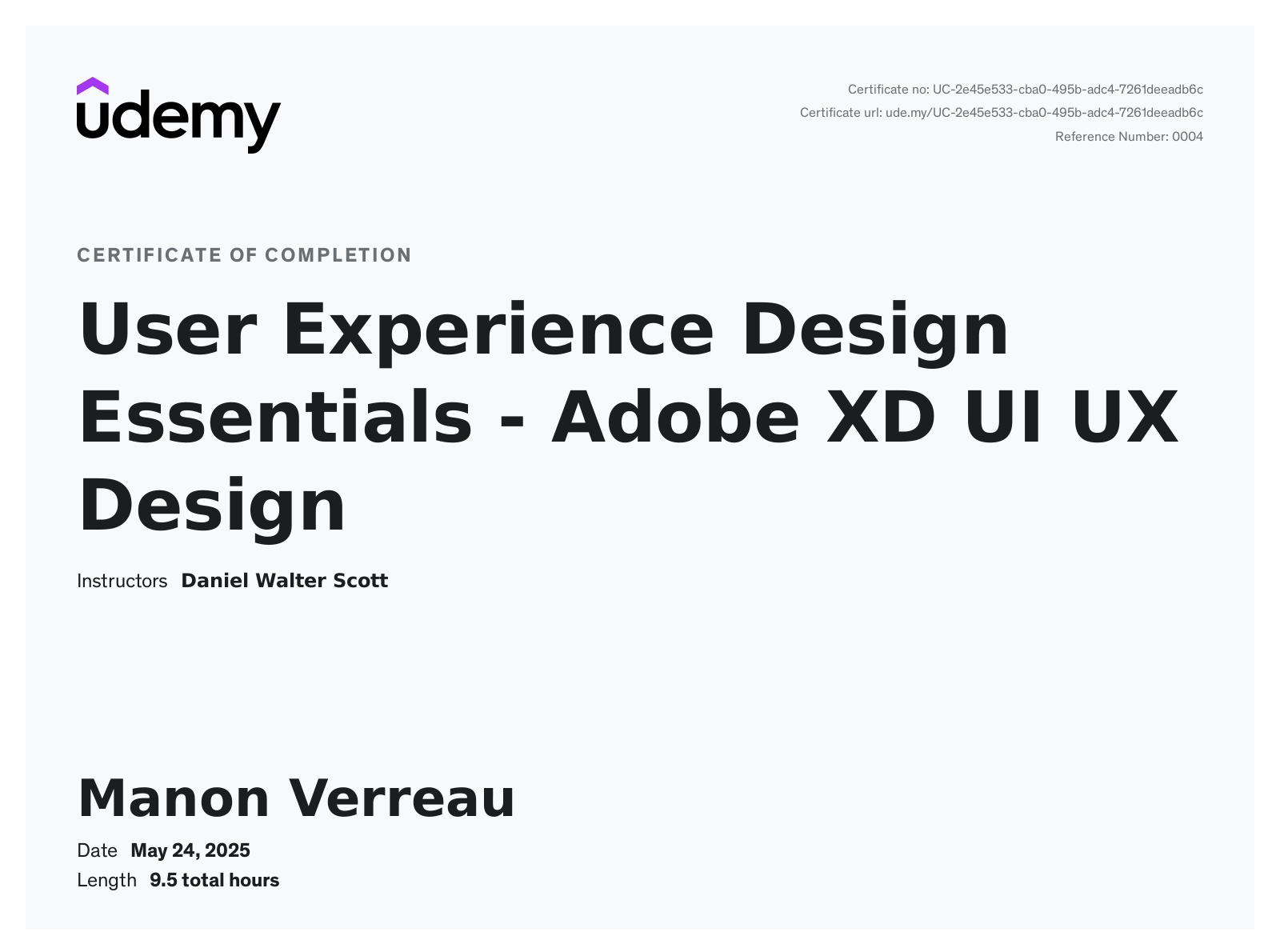 ADOBE XD UDEMY CERTIFICATION
